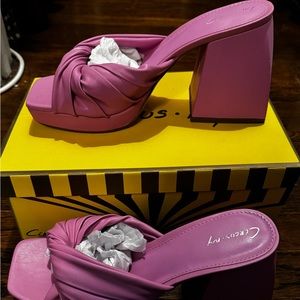 Circus NY Barbie Pink Summer Sandal With Chunky Block Heel. New Size 8.